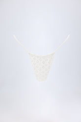 Broderie Anglaise Drawstring Bikini Bottoms in White